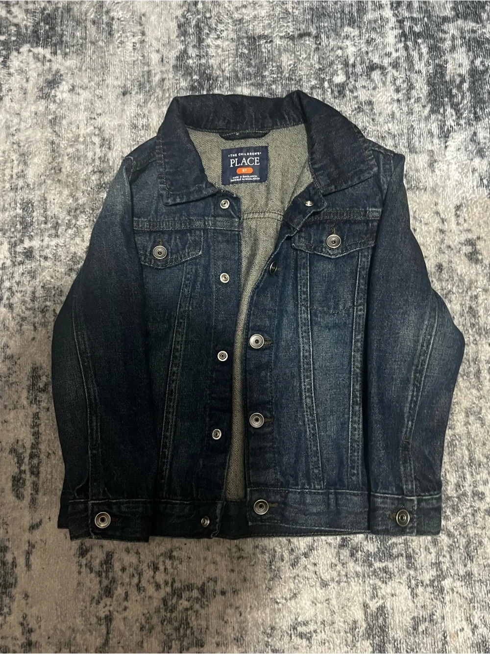 The Children's Place Dark Blue Denim Jacket with Button Front